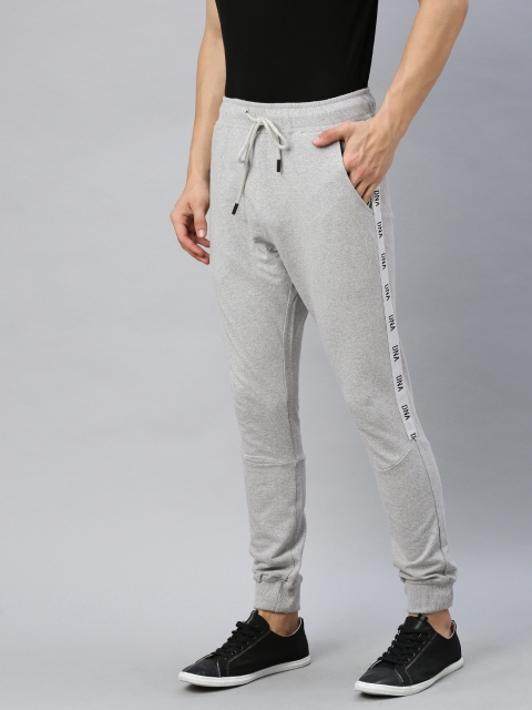 

WROGN Men Grey Melange Solid Straight Fit Joggers With Side Stripes