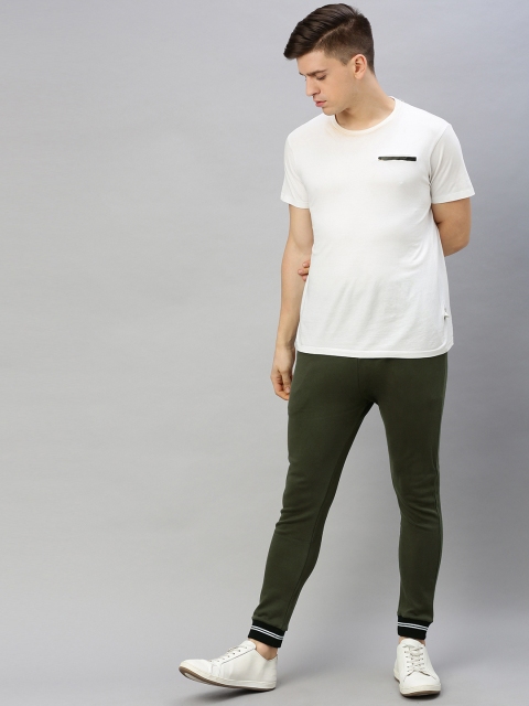 

WROGN Men Olive Green Solid Straight Fit Joggers