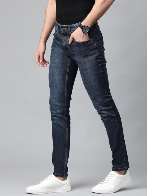 

WROGN Men Navy Blue Slim Fit Mid-Rise Clean Look Stretchable Jeans