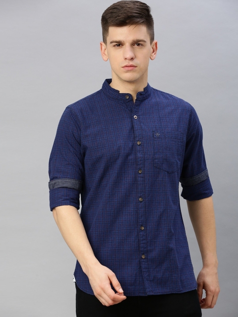 

WROGN Men Navy Blue Slim Fit Solid Casual Shirt