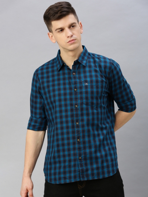 

WROGN Men Blue Slim Fit Checked Casual Shirt