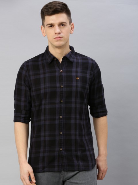 

WROGN Men Black & Grey Slim Fit Checked Casual Shirt