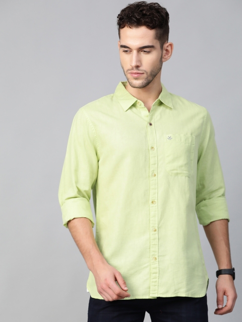 

WROGN Men Green Solid Slim Fit Casual Shirt