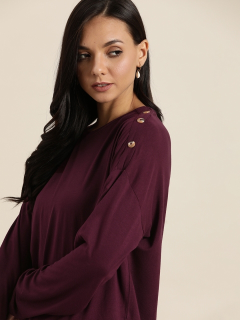 

her by invictus Women Burgundy Solid Top