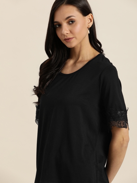 

her by invictus Women Black Stretch Solid Top