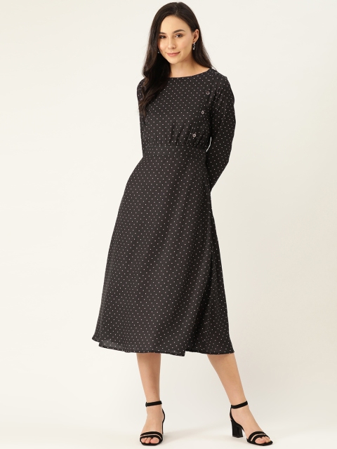 

her by invictus Women Black & White Printed A-Line Dress