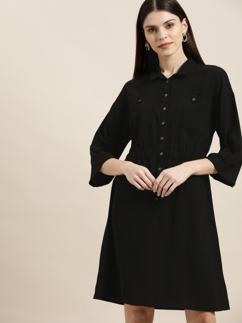 

her by invictus Women Black Solid A-Line Dress
