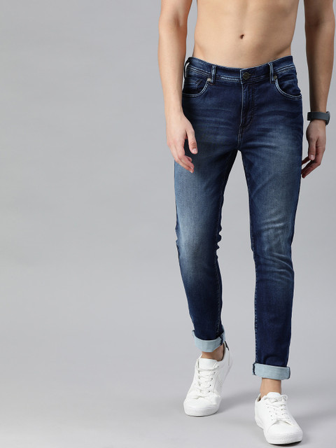

THE BEAR HOUSE Men Blue Tapered Slim Fit Mid-Rise Clean Look Stretchable Jeans