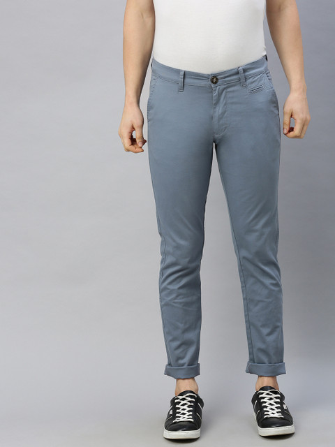 

WROGN Men Blue Slim Fit Solid Chinos