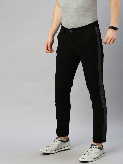 

WROGN Men Black Slim Fit Solid Regular Trousers