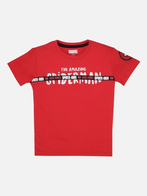

Kids Ville Boys Red & White Spiderman Printed Round Neck T-shirt