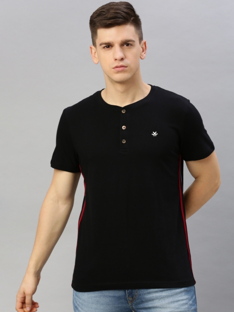 

WROGN Men Black Solid Henley Neck T-shirt