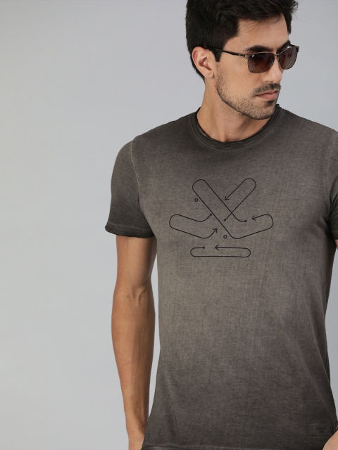 

WROGN Men Black Slim Fit Dyed Round Neck T-shirt