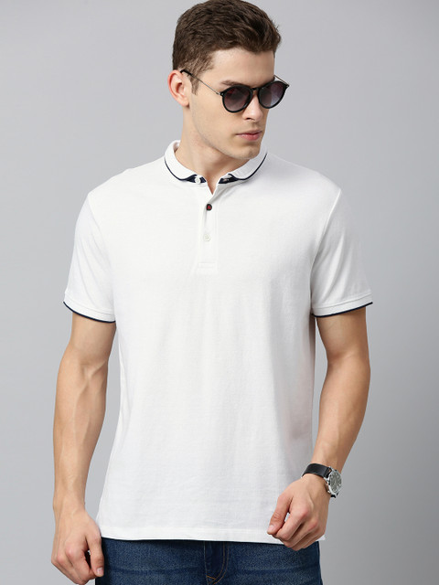 

WROGN Men White Solid Polo Collar T-shirt