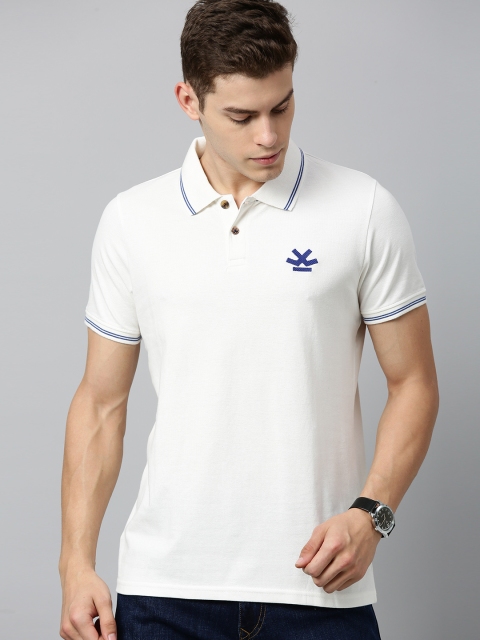 

WROGN Men White Solid Slim Fit Polo Collar T-shirt