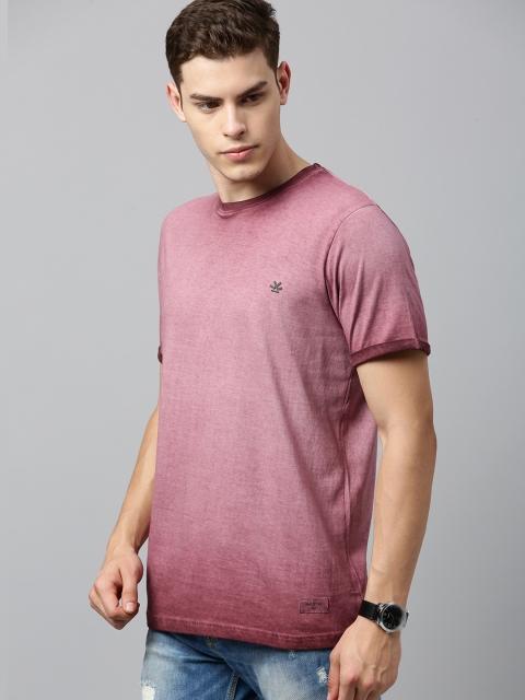 

WROGN Men Maroon Dyed Round Neck T-shirt