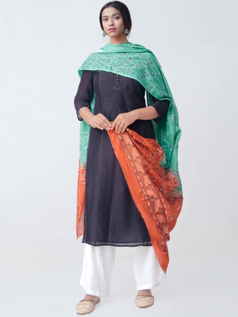 

Unnati Silks Green & Orange Printed Sustainable Dupatta