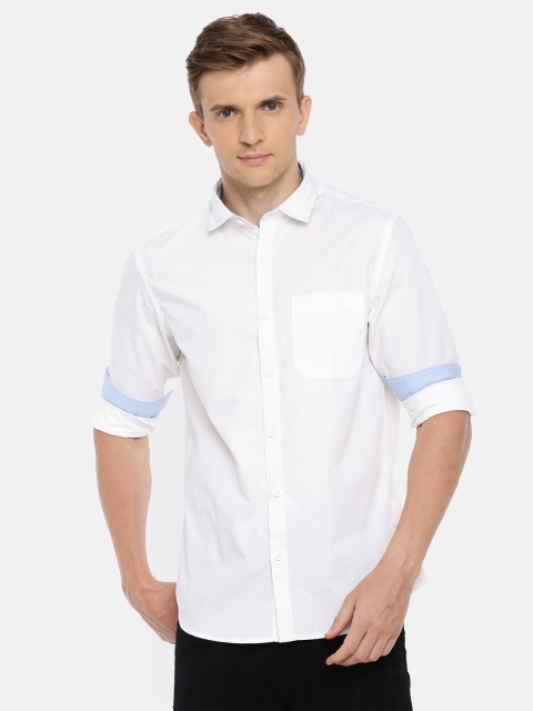 

Chennis Men White Slim Fit Solid Casual Shirt