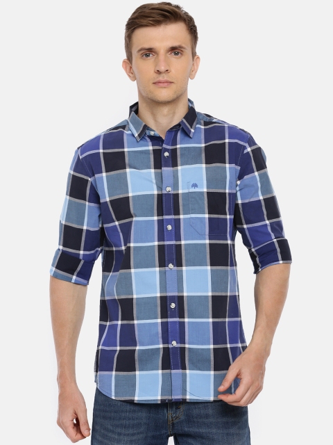 

Chennis Men Blue & Black Slim Fit Checked Casual Shirt