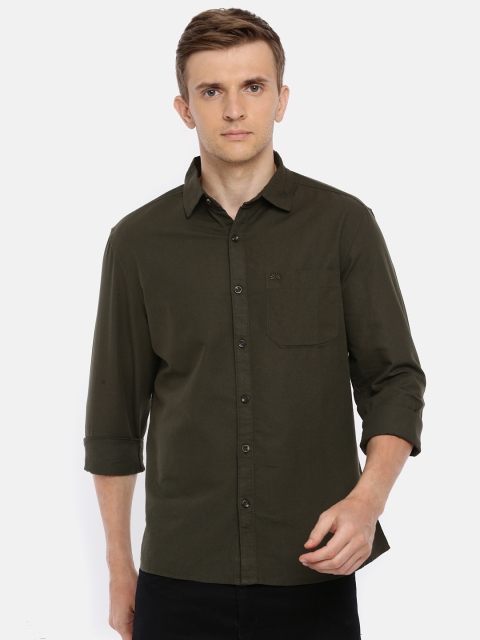 

Chennis Men Olive Green Slim Fit Solid Casual Shirt
