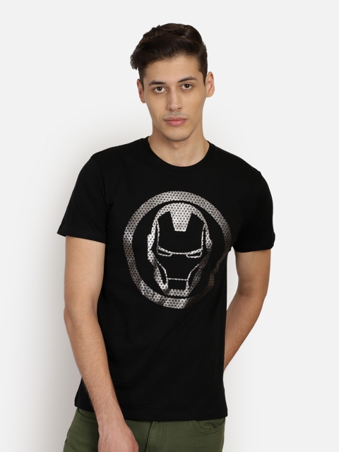

Free Authority Men Black White Iron Man Printed Round Neck Pure Cotton T-shirt
