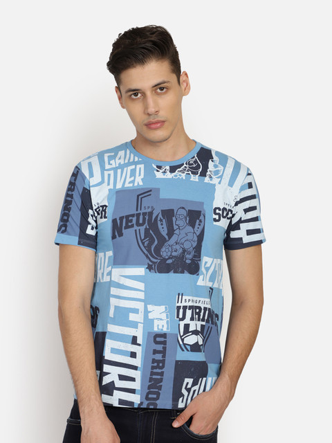 

Free Authority Men Blue The Simpsons Printed Round Neck Pure Cotton T-shirt