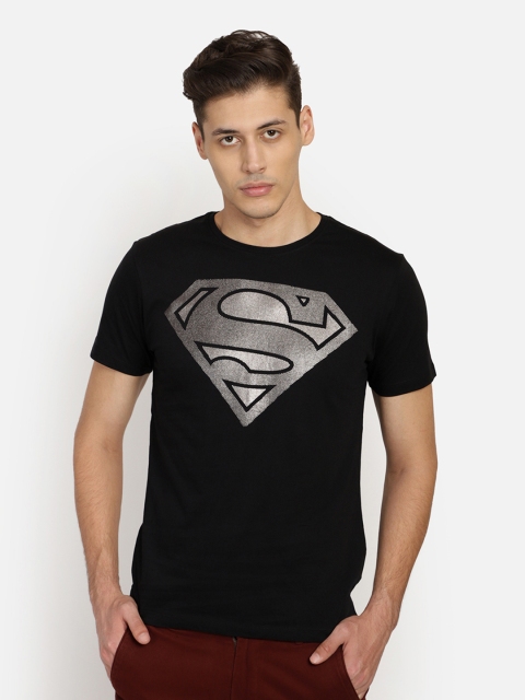 

Free Authority Men Black Superman Printed Round Neck T-shirt