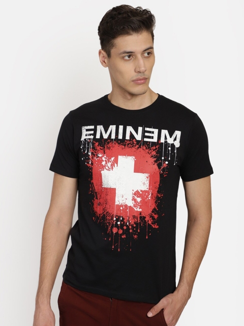 

Free Authority Men Black & White Printed Round Neck T-shirt