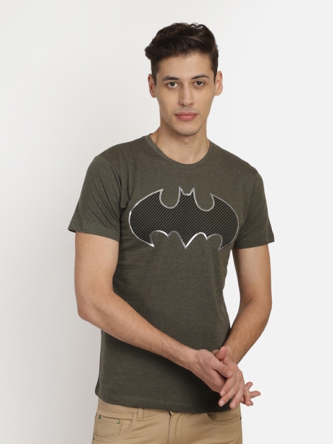 

Free Authority Men Olive Green Batman Printed Round Neck T-shirt