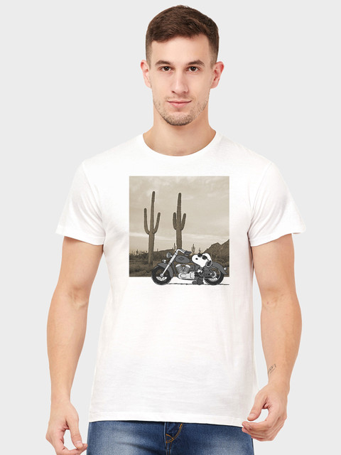 

Free Authority Men White PEANUTS Printed Round Neck T-shirt