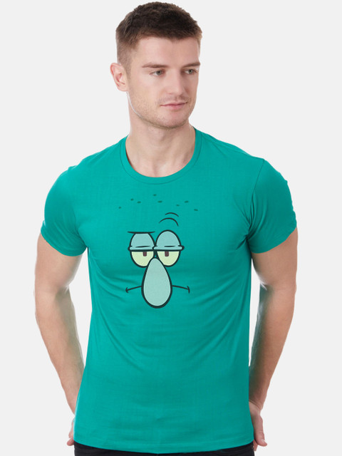 

Free Authority Men Green Spongebob Squarepants Printed Round Neck T-shirt
