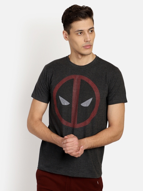 

Free Authority Men Grey Deadpool Printed Round Neck T-shirt