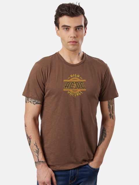 

Free Authority Men Brown Printed Round Neck T-shirt