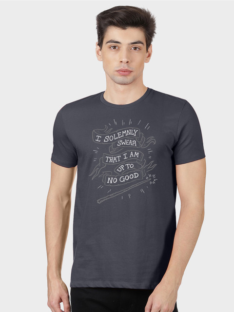 

Free Authority Men Harry Potter Grey & White Printed T-shirt