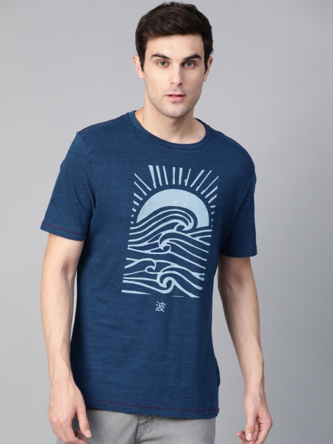

Marks & Spencer Men Blue Printed Round Neck T-shirt