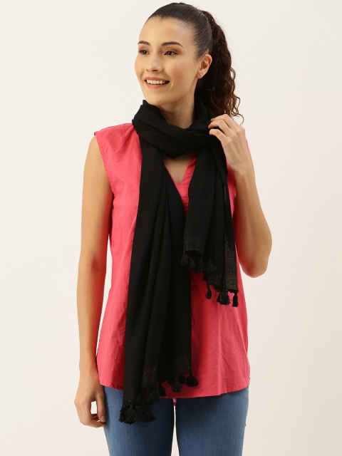 

Ayesha Women Black Solid Scarf