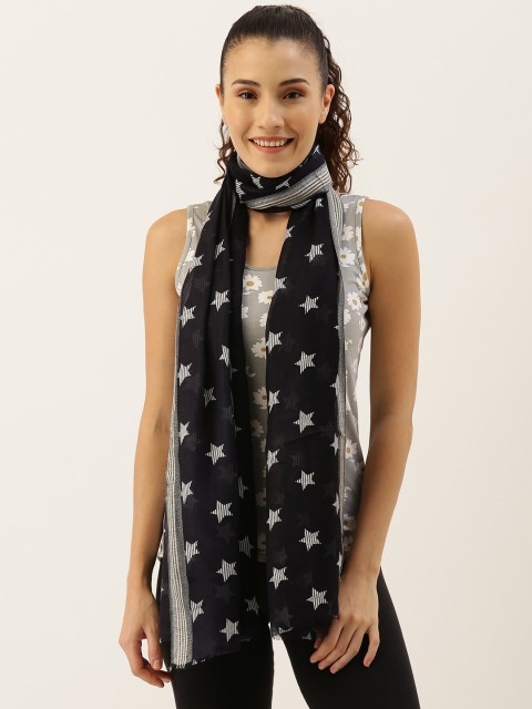

Ayesha Women Black & White Conversational Printed Scarf