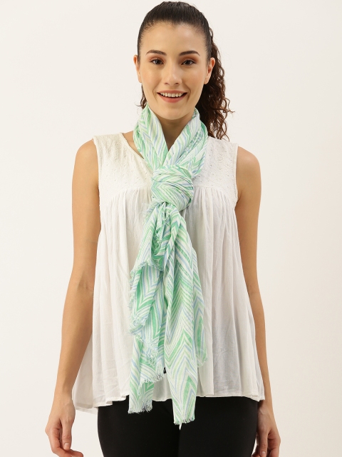 

Ayesha Women Green & White Geometric Printed Scarf