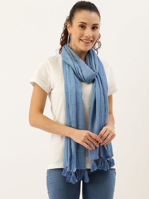 

Ayesha Women Blue Embroidered Scarf