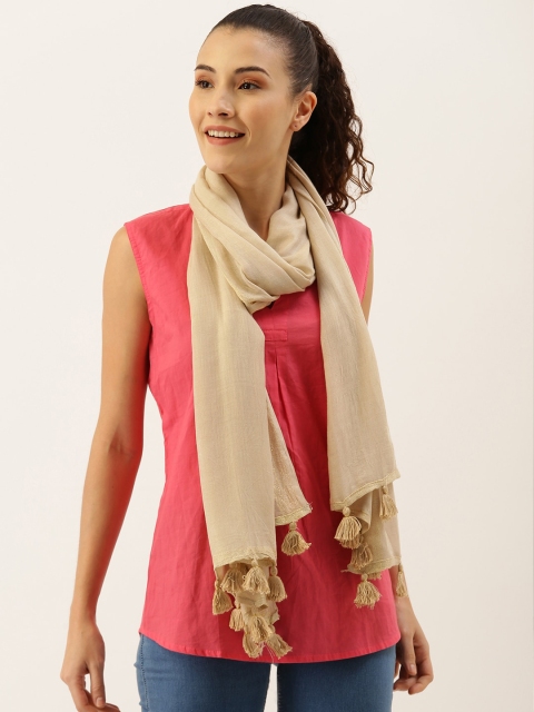

Ayesha Women Beige Solid Scarf