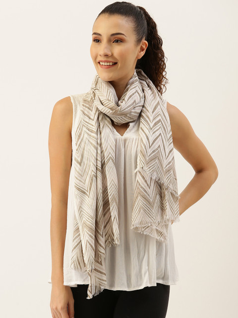 

Ayesha Women Beige & Off-White Printed Scarf