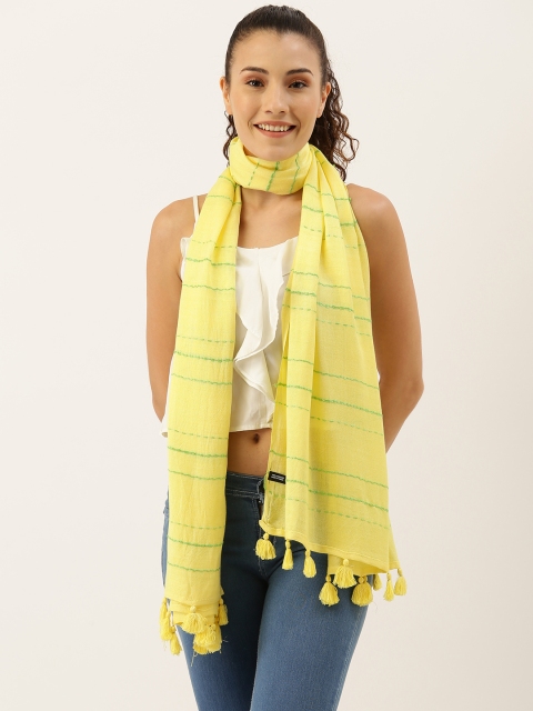 

Ayesha Women Yellow & Green Striped Scarf