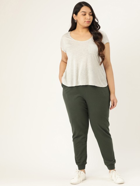 

Sztori Women Charcoal Grey Solid Comfit Plus Size Joggers