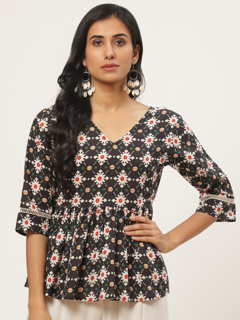 

Nayo Women Black & White Tribal Printed Tunic