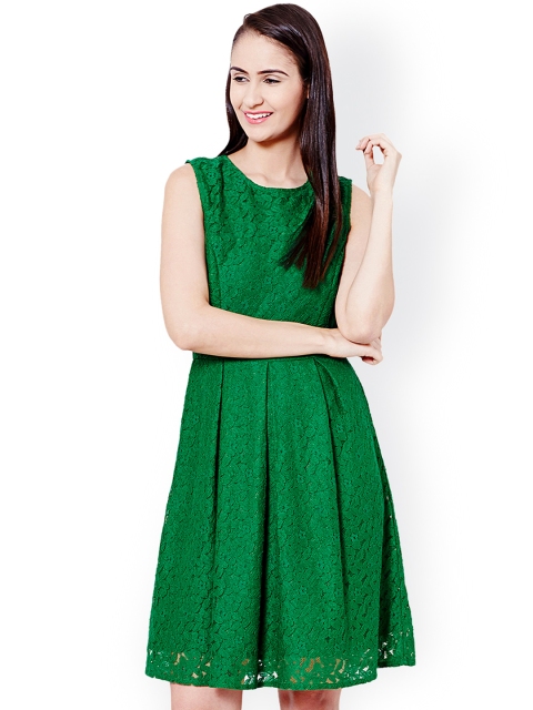 

The Vanca Green Lace Fit & Flare Dress