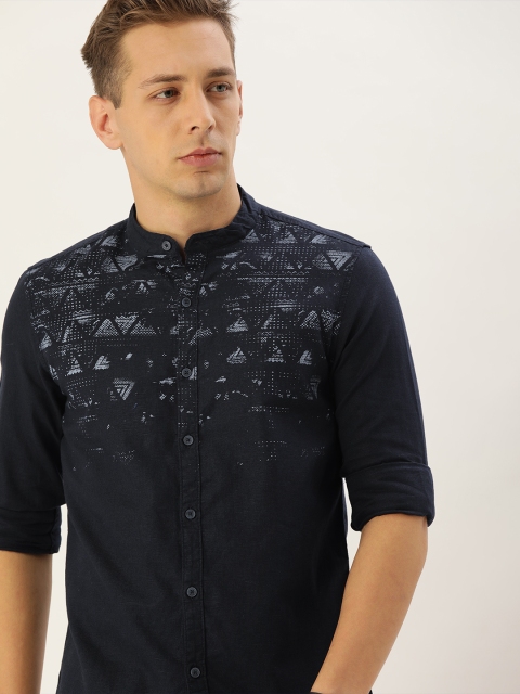 

Lee Cooper Men Navy Blue Regular Fit Printed Casual Shirt