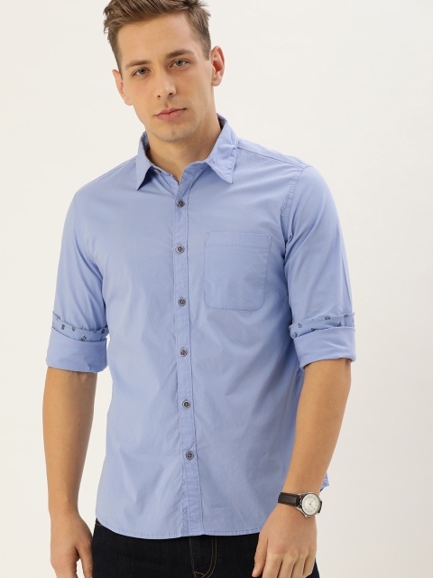 

Lee Cooper Men Blue Regular Fit Solid Casual Shirt