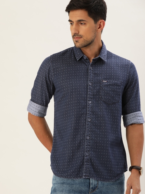 

Lee Cooper Men Navy Blue Regular Fit Printed Casual Shirt