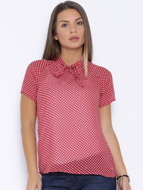 

Park Avenue Woman Red & White Polka Dot Print Top