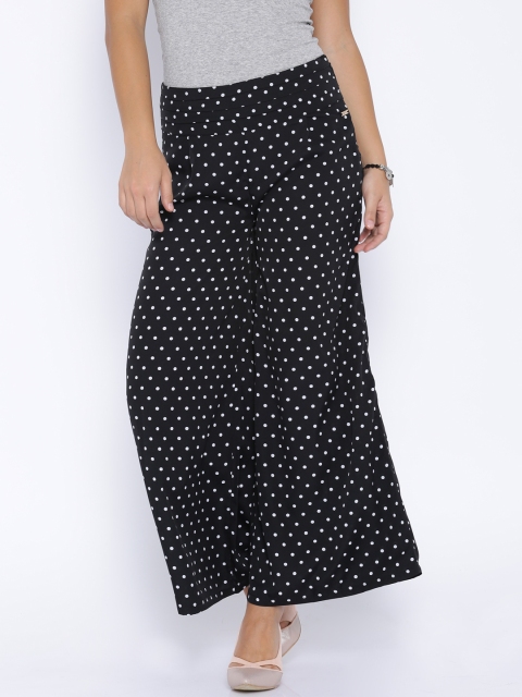 

Park Avenue Woman Black Polka Dot Print Palazzo Trousers